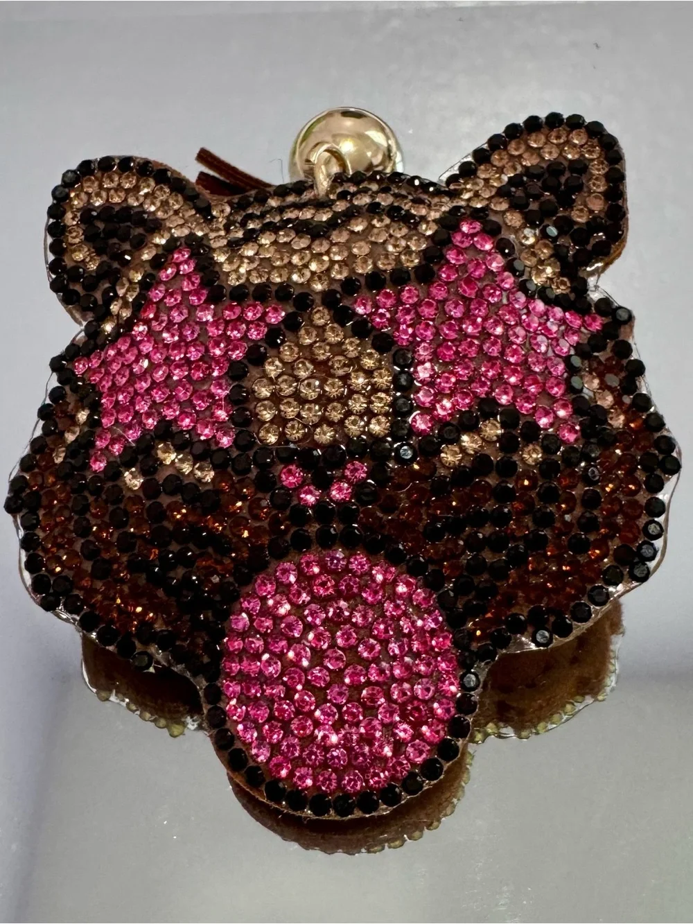 New Brown/Pink Crystal Dopamine Tiger Keychain Bag Charm